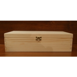 Pudełko drewniane prostokątne na dwa wina 36x20,5x10,5cm, z zatrzaskiem